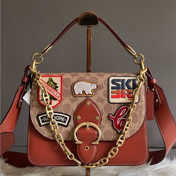 Coach Handbags - 💰SOLD - C6837 - Coach Beat Shoulder Bag in Signature Canvas with Patches